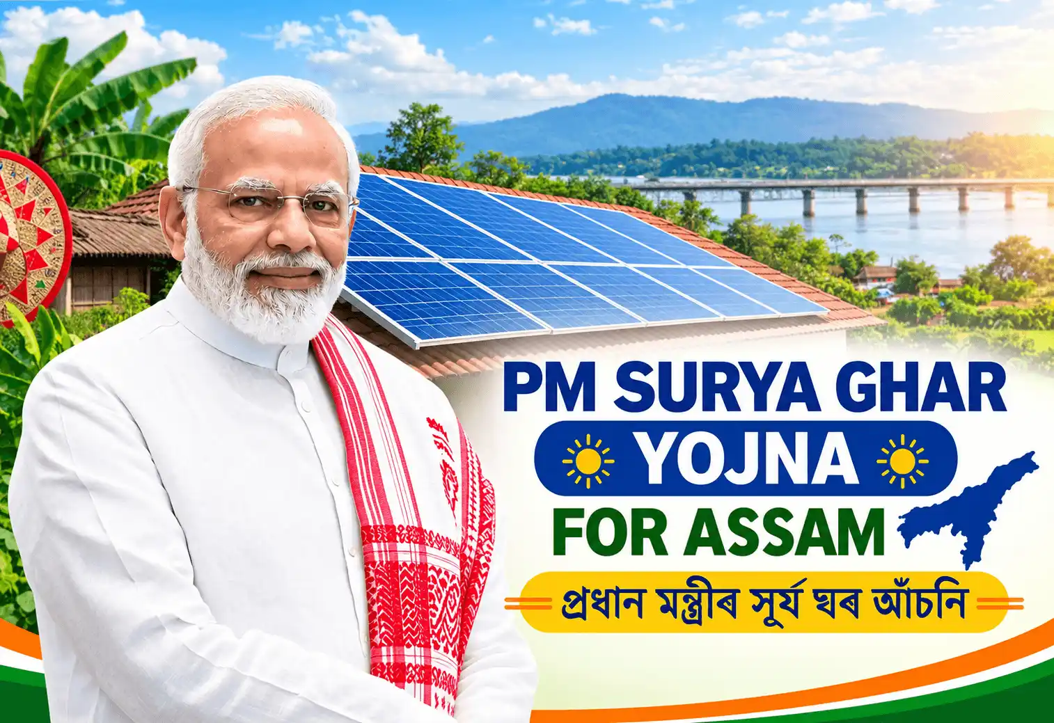 PM Surya Ghar Muft Bijli Yojana rooftop solar subsidy scheme in Assam with MNRE empanelled vendor support