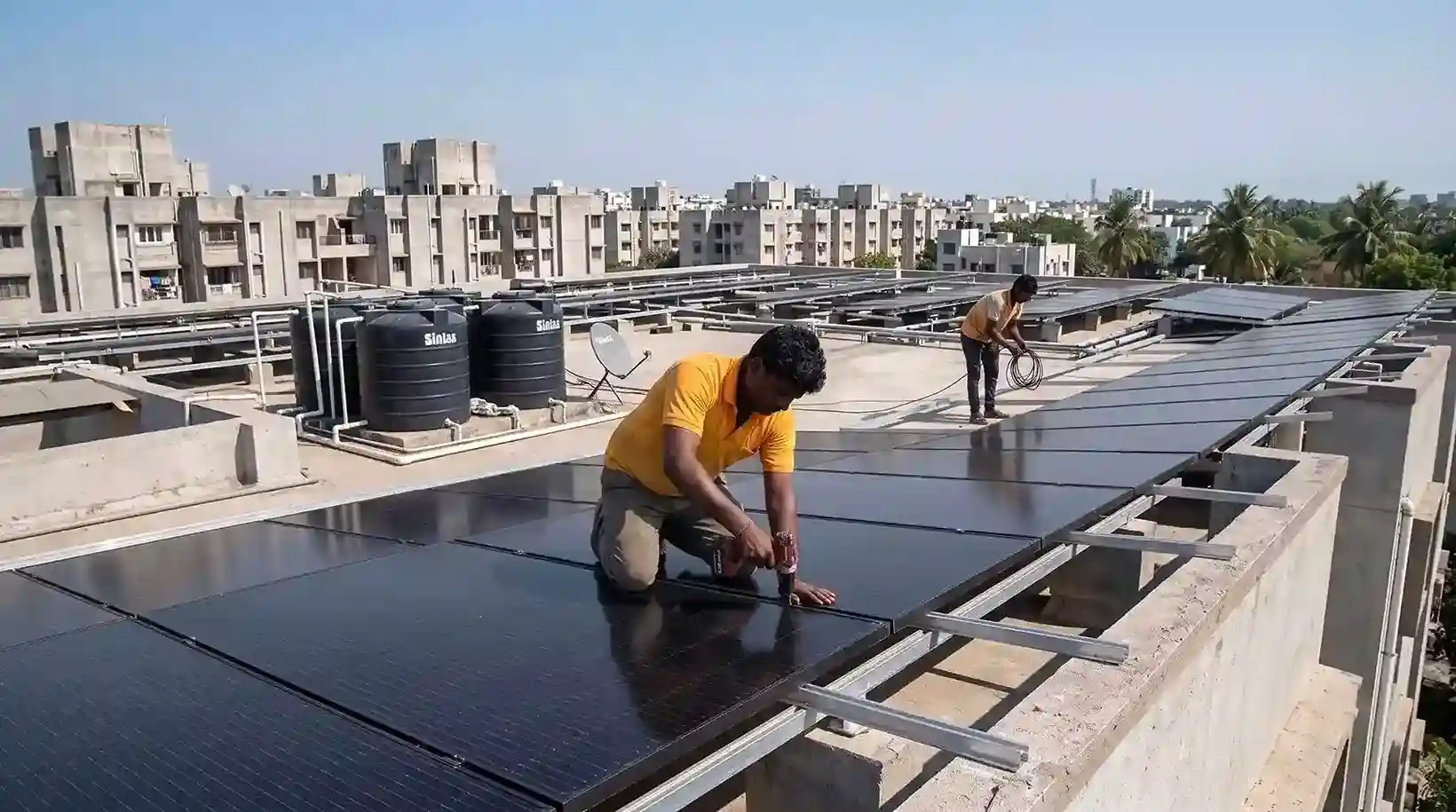 Commercial rooftop solar power plant installation for business in Assam