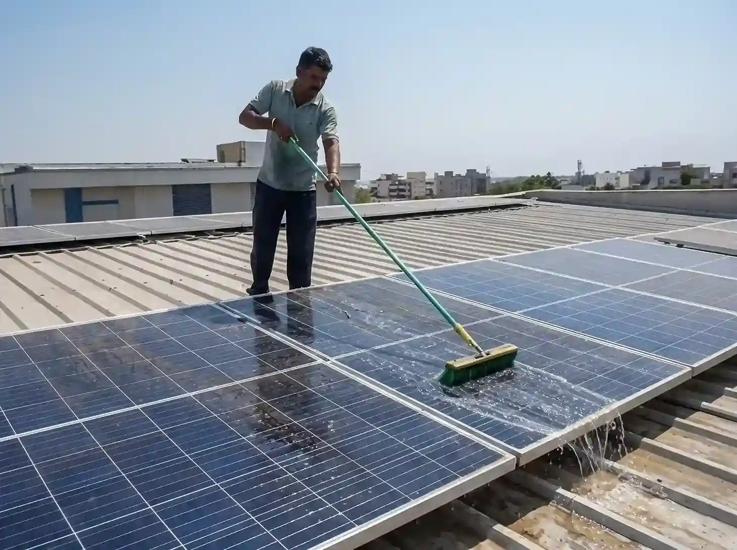 Professional solar panel water cleaning and regular preventative maintenance service in Guwahati